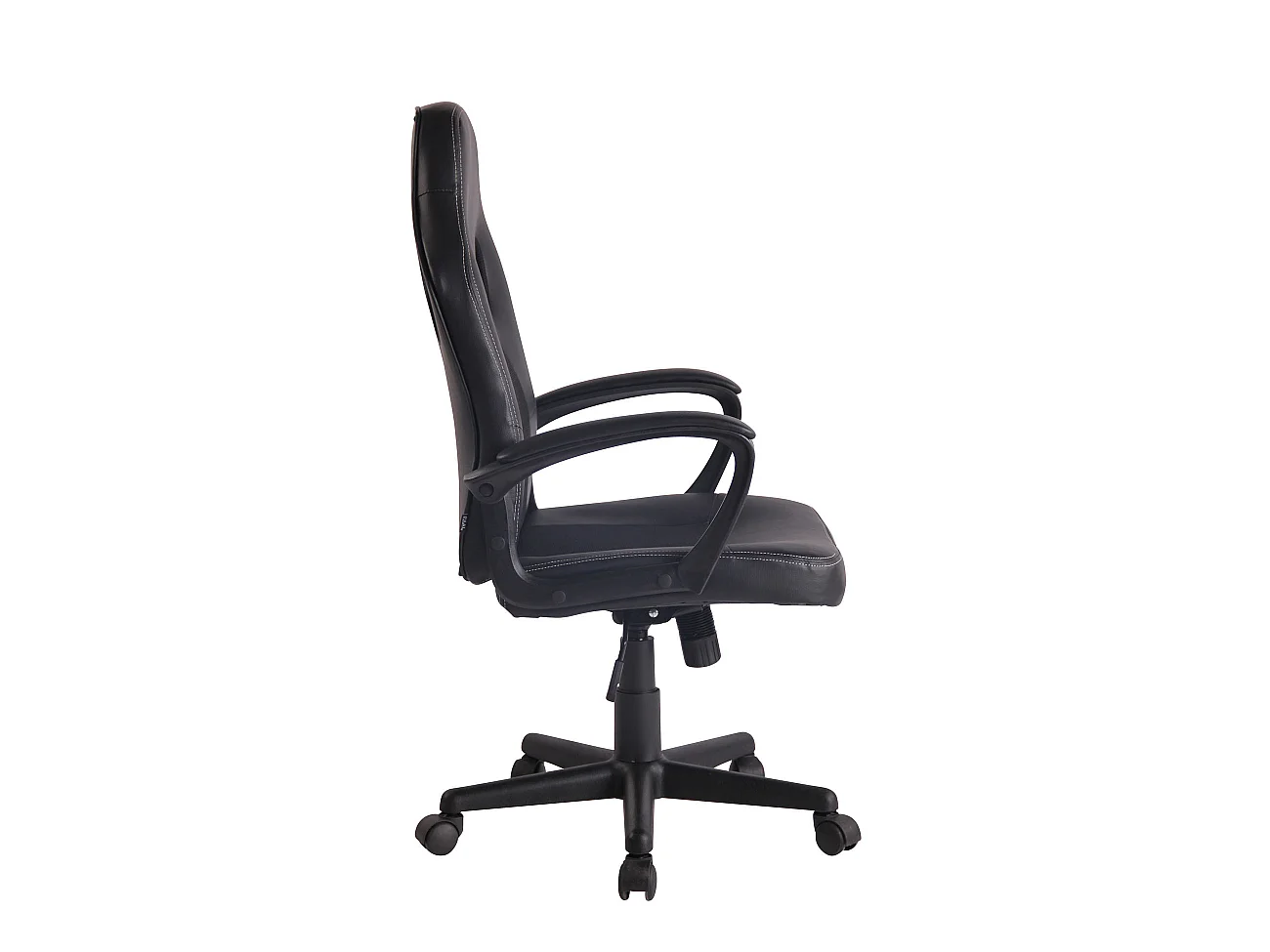 Chaise de bureau - Similicuir & Chrome - Noir / Noir - Elbing