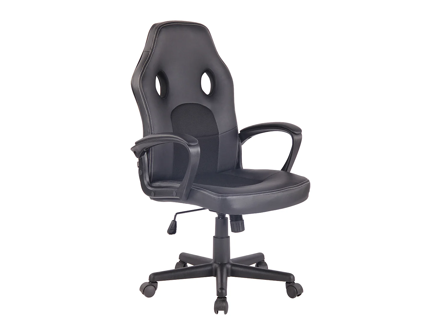 Chaise de bureau - Similicuir & Chrome - Noir / Noir - Elbing