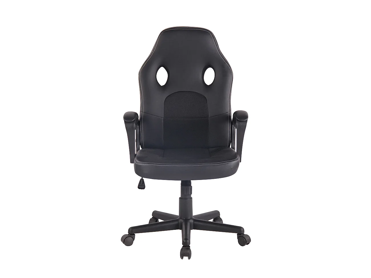 Chaise de bureau - Similicuir & Chrome - Noir / Noir - Elbing