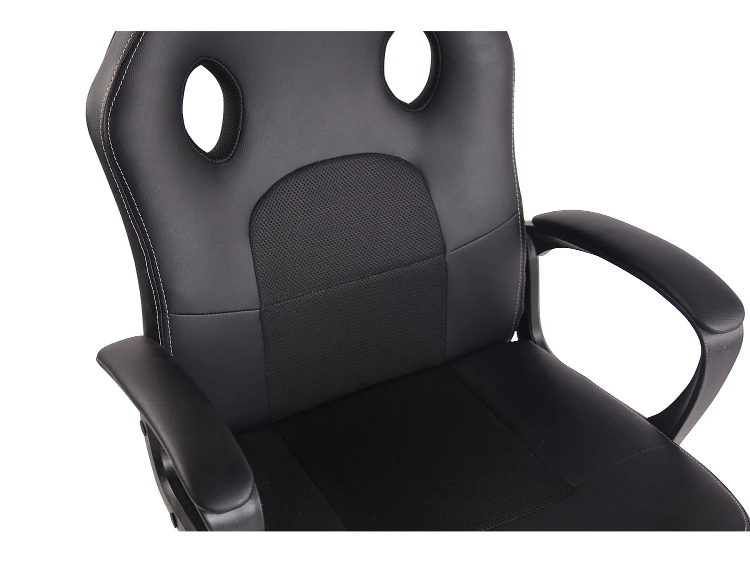 Chaise de bureau - Similicuir & Chrome - Noir / Noir - Elbing