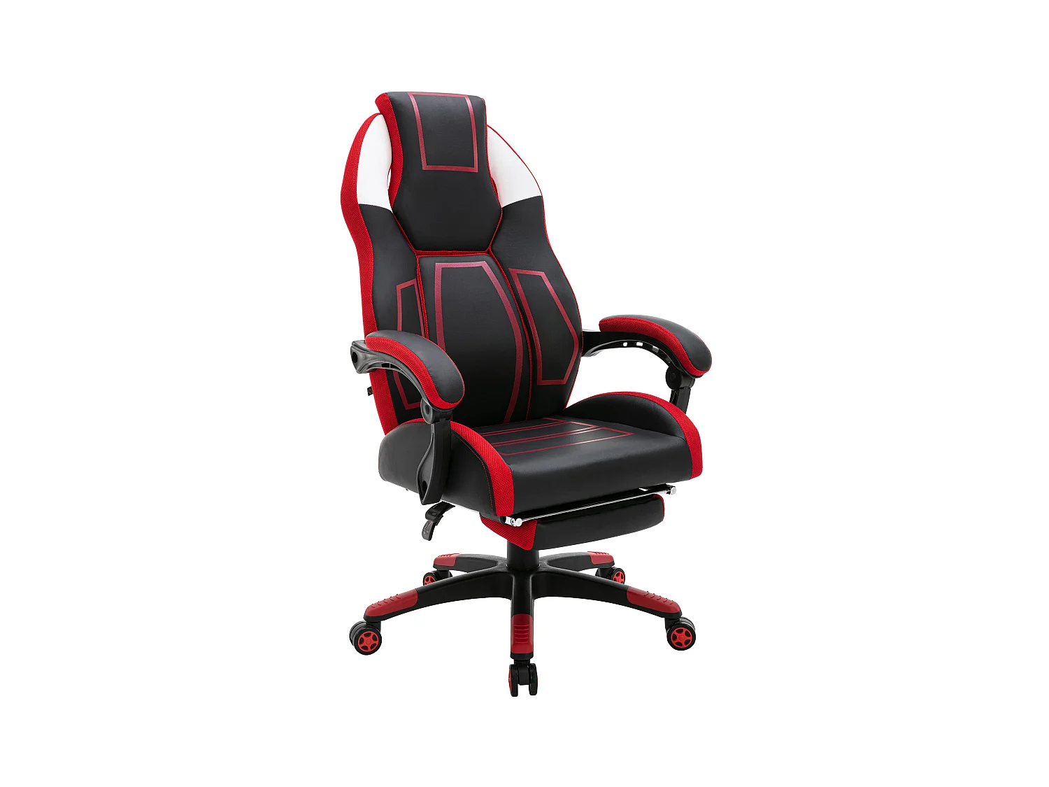 Chaise de bureau - Similicuir & Plastique - Noir / Rouge - Clovis