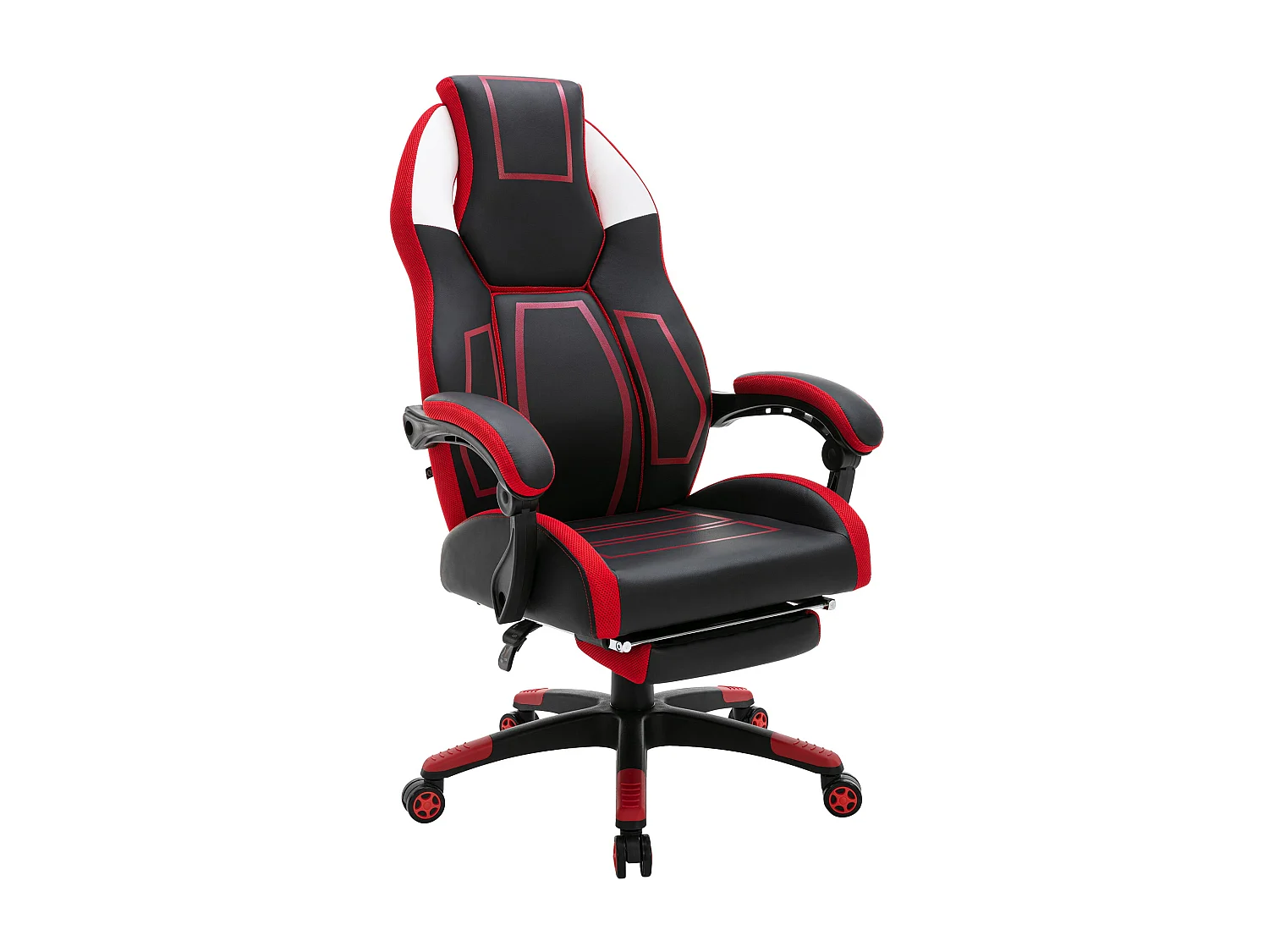 Chaise de bureau - Similicuir & Plastique - Noir / Rouge - Clovis