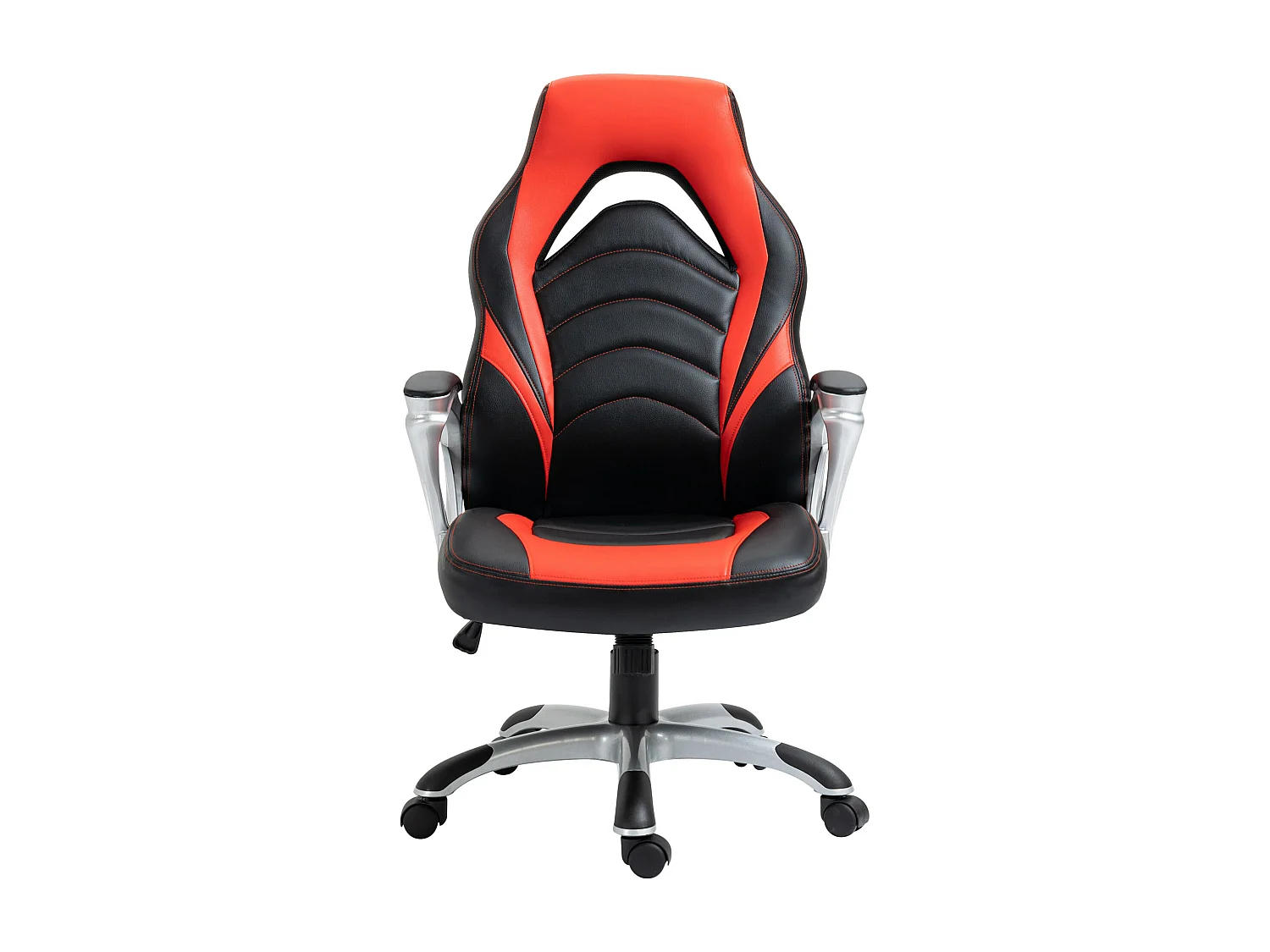 Chaise de bureau - Similicuir & Plastique - Noir / Rouge - Foxton