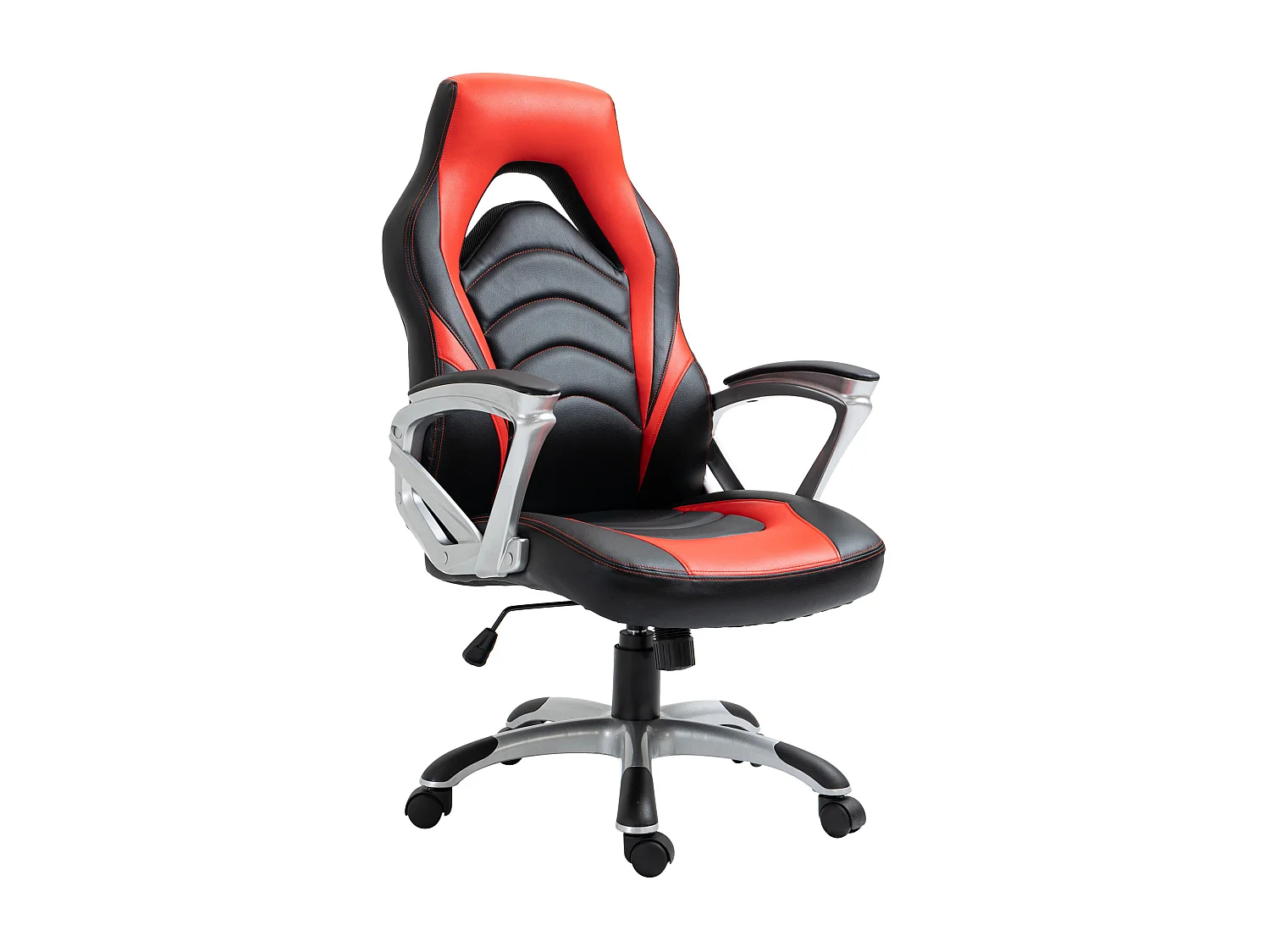 Chaise de bureau - Similicuir & Plastique - Noir / Rouge - Foxton