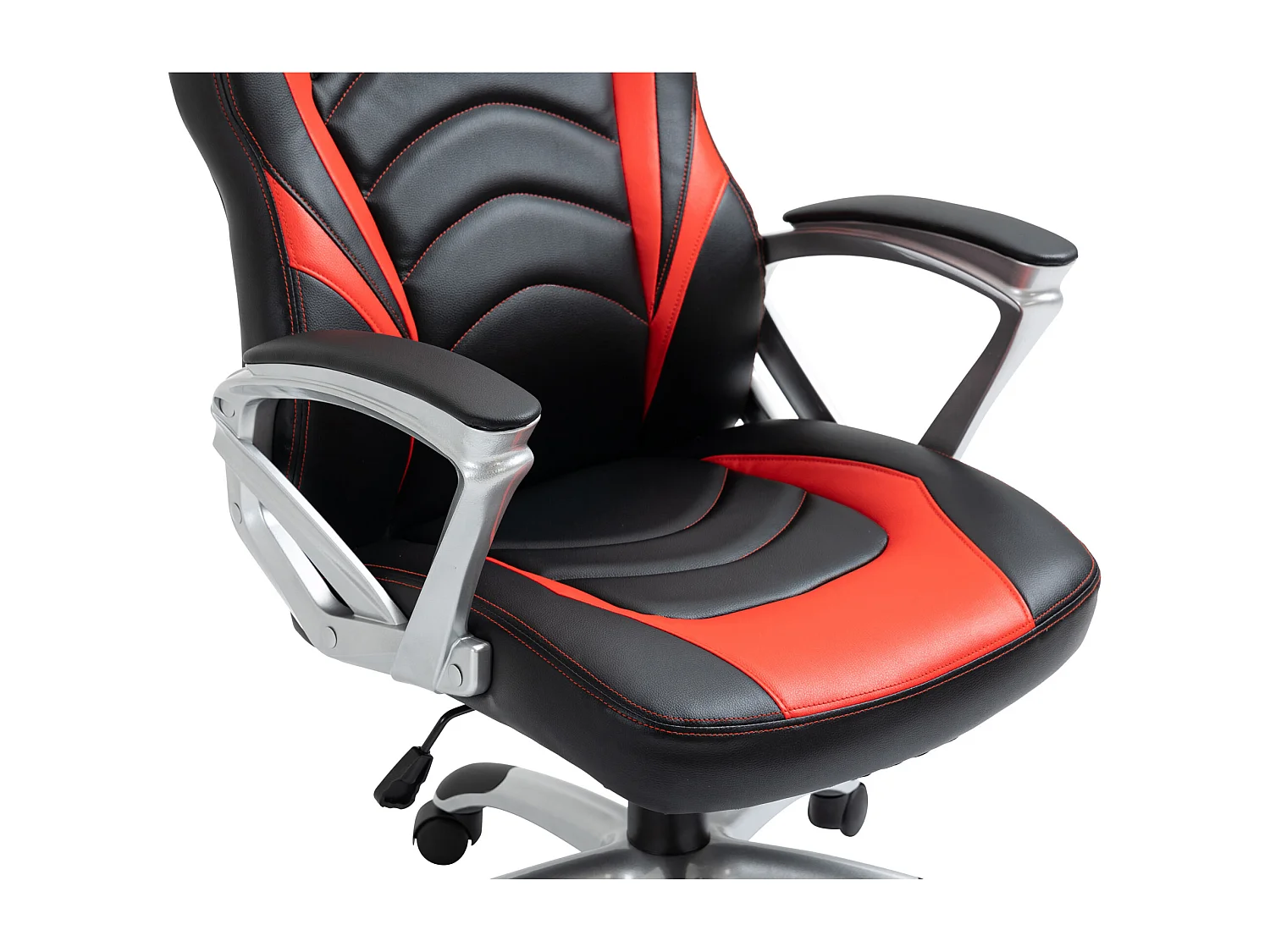 Chaise de bureau - Similicuir & Plastique - Noir / Rouge - Foxton