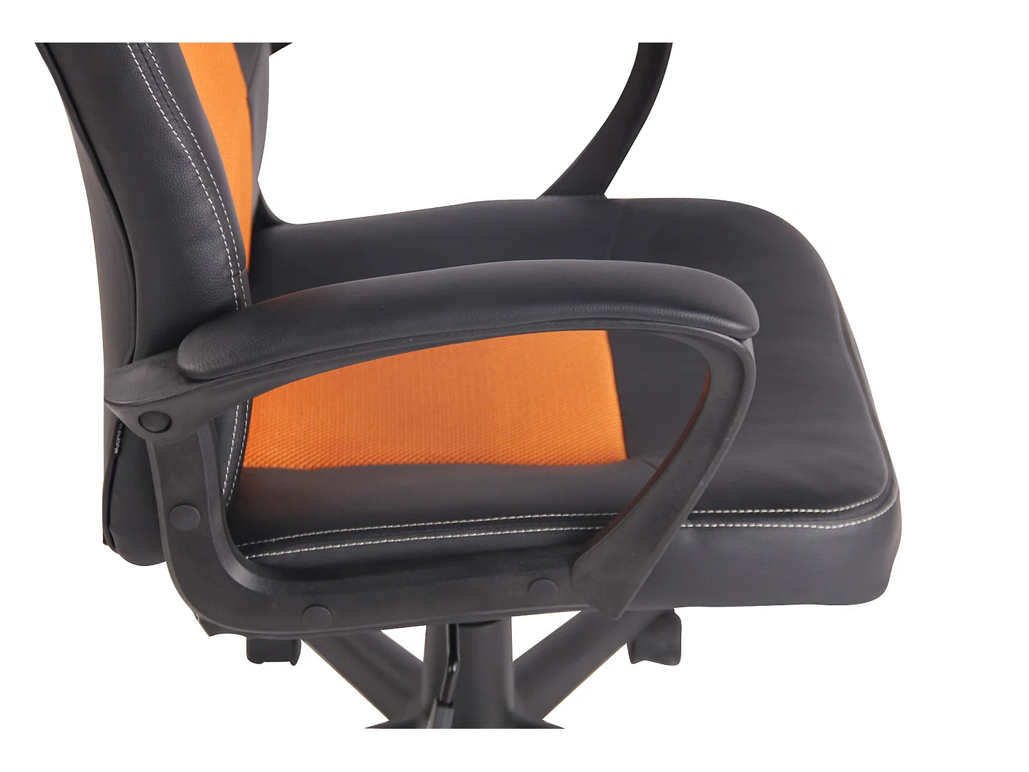 Chaise de bureau - Similicuir & Chrome - Noir / Orange - Elbing