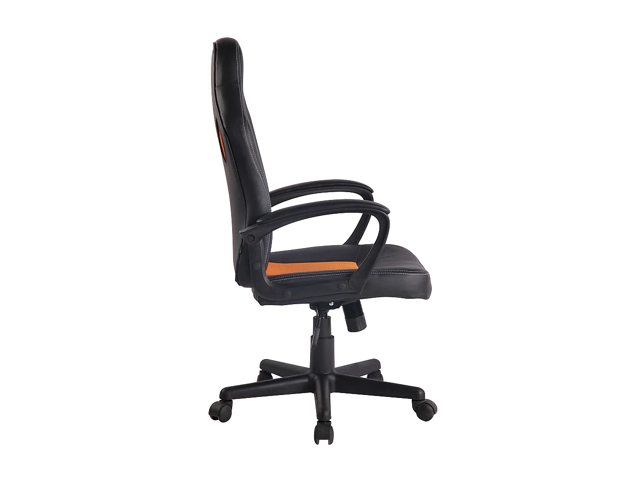Chaise de bureau - Similicuir & Chrome - Noir / Orange - Elbing