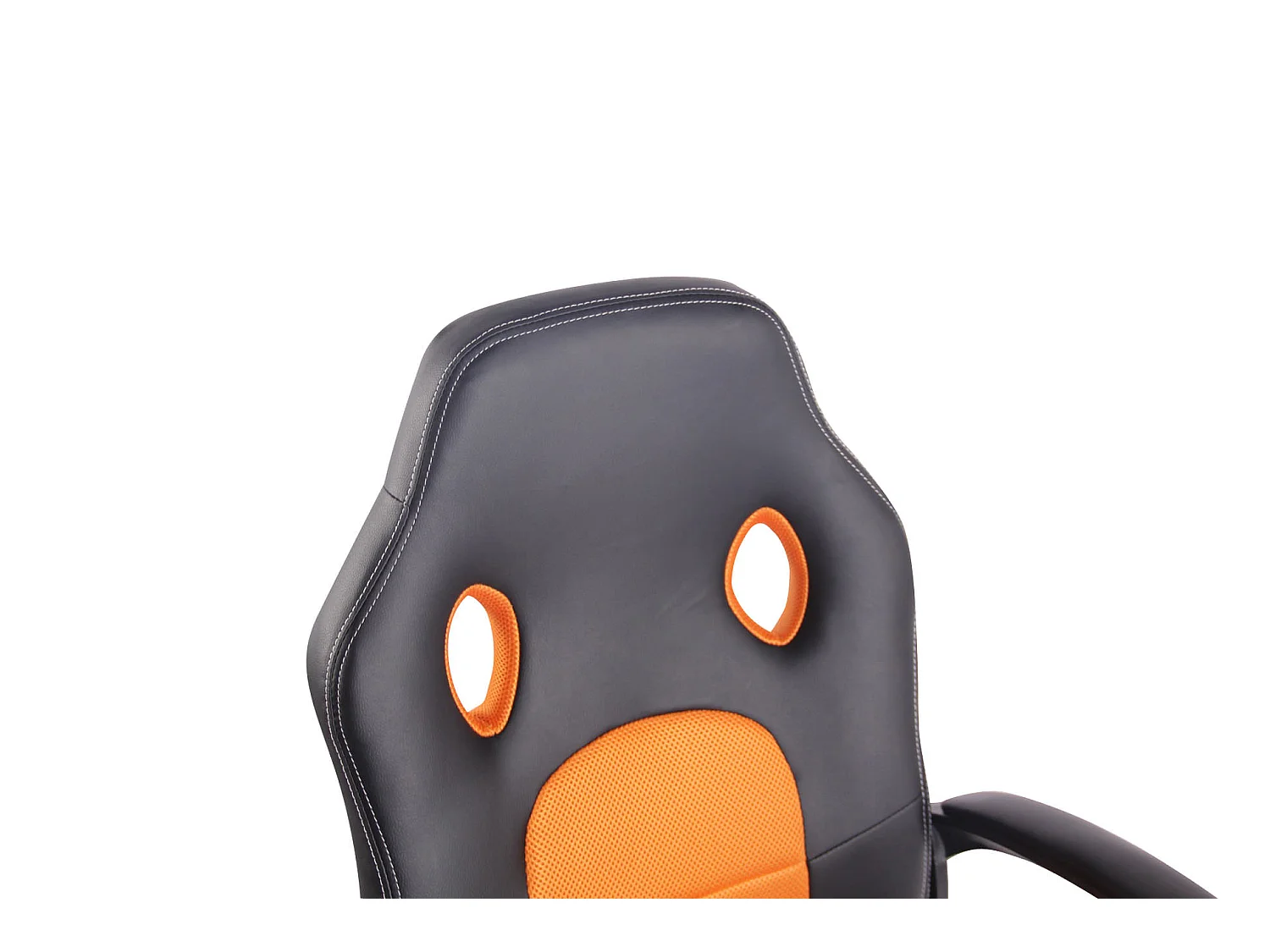 Chaise de bureau - Similicuir & Chrome - Noir / Orange - Elbing