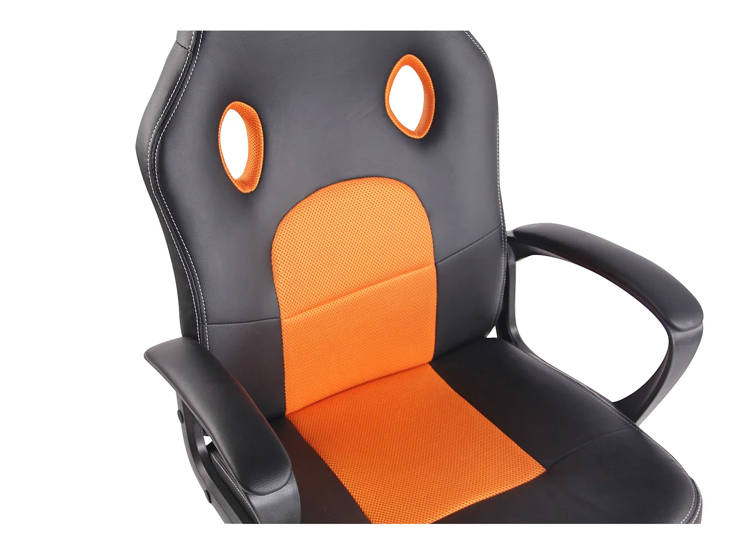 Chaise de bureau - Similicuir & Chrome - Noir / Orange - Elbing