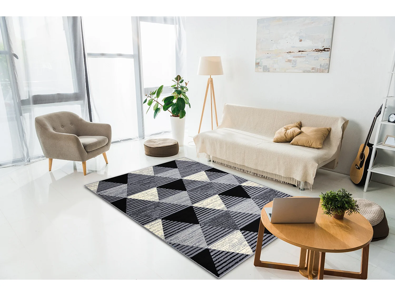 Tapijt BCF BASE 3986 Geometric, drieho geometrisch , grijskleuring / z 185x270 cm
