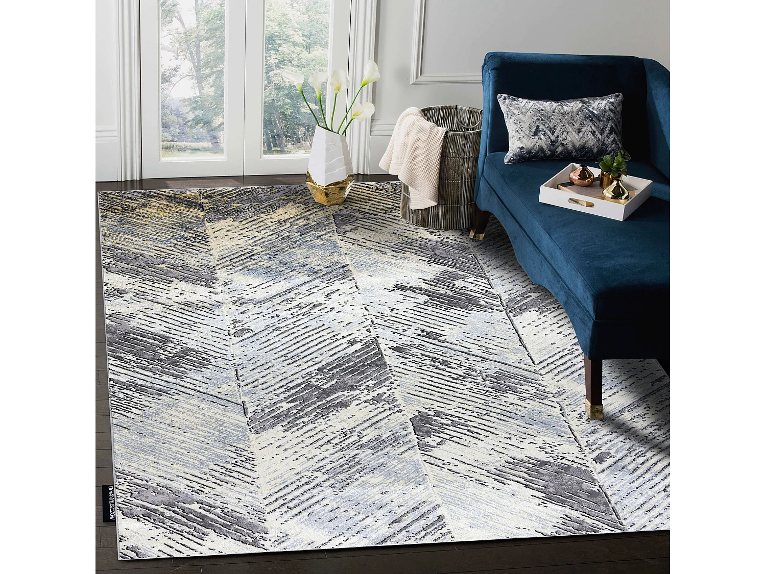 Tapijt DE LUXE modern 2087 Visgraat Chevron vintage gewreven - Structu 160x220 cm