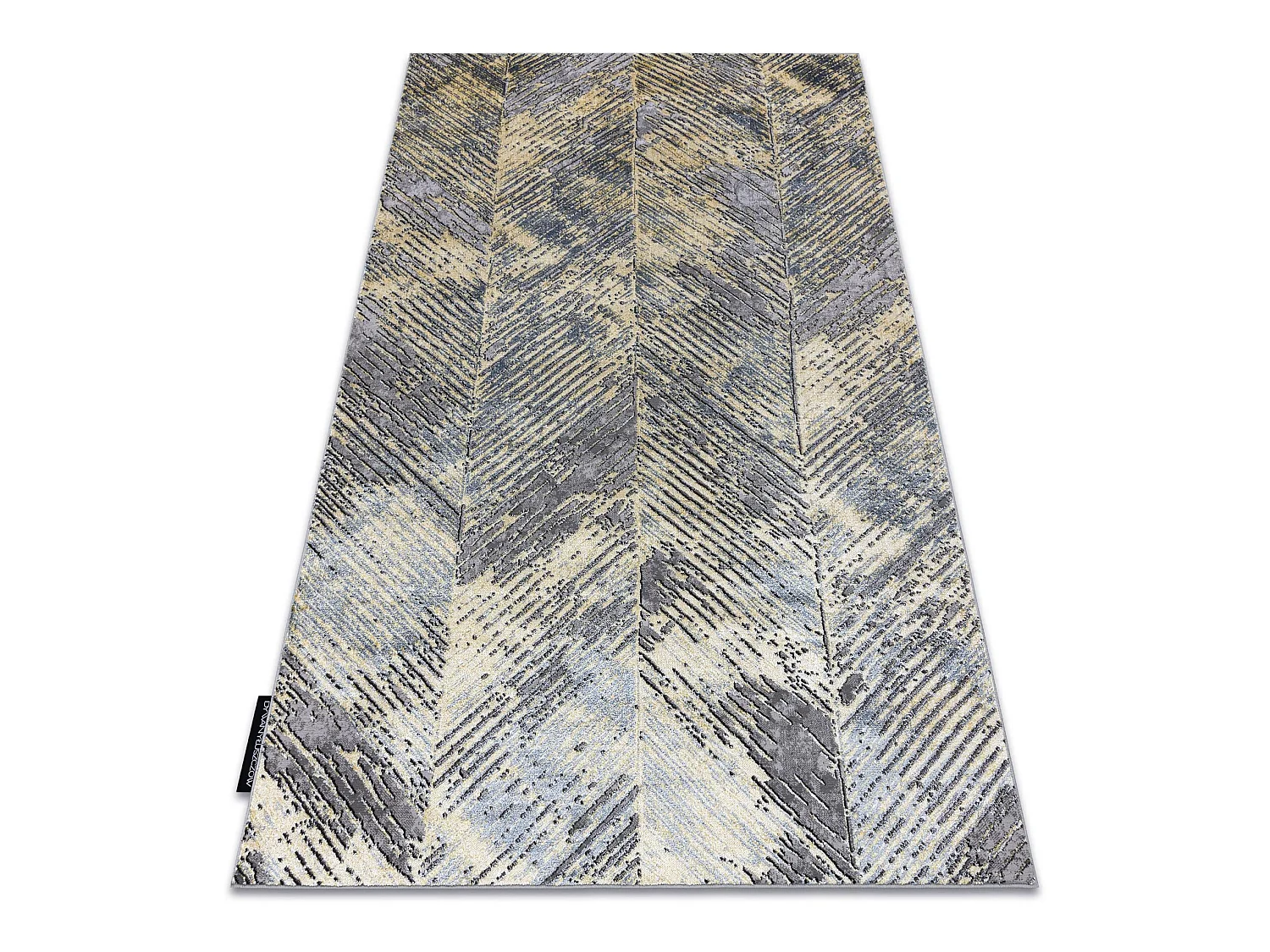 Tapis DE LUXE moderne 2087 Chevrons vintage - Structural or / gris 160x220 cm