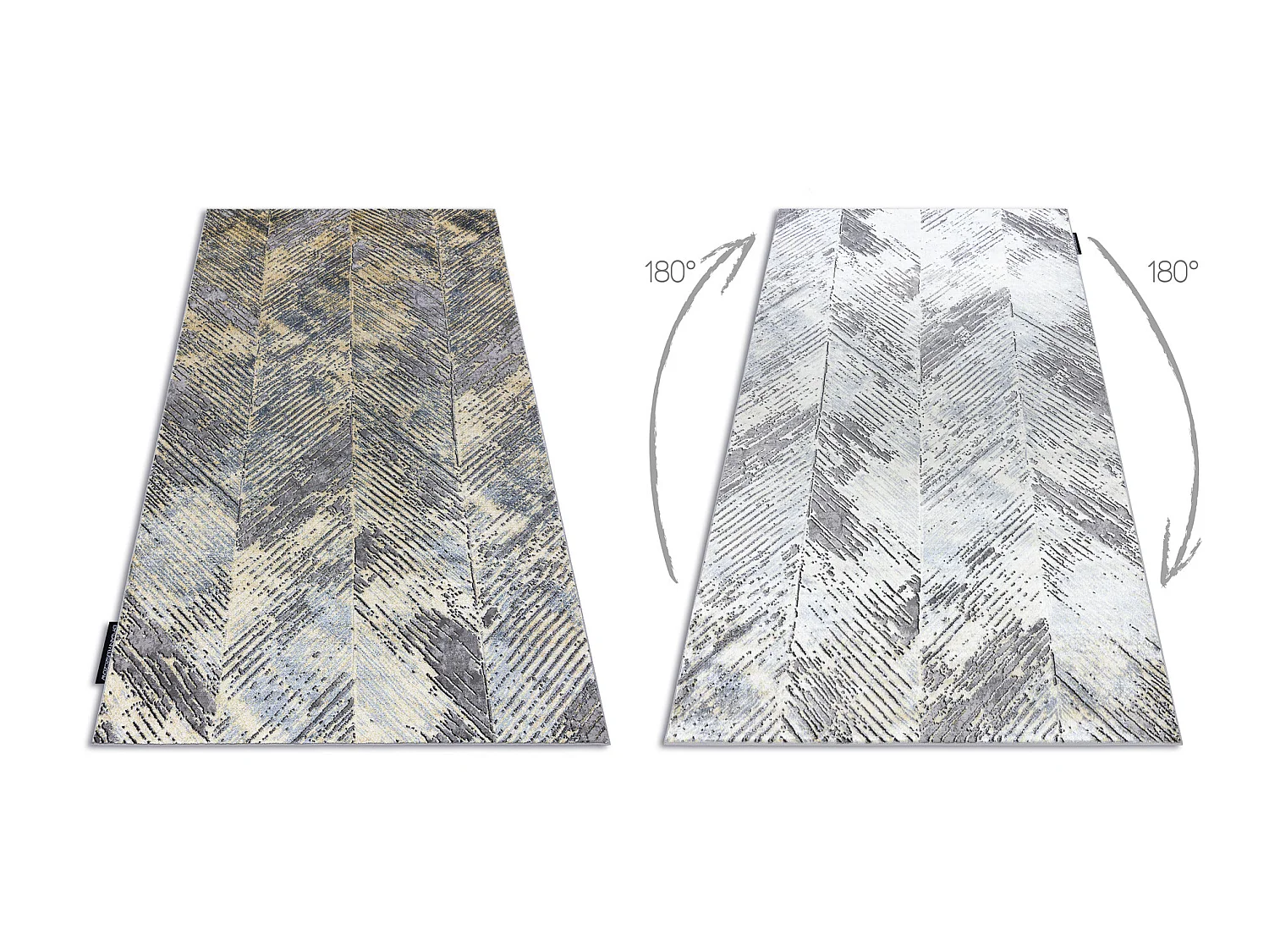 Tapis DE LUXE moderne 2087 Chevrons vintage - Structural or / gris 160x220 cm