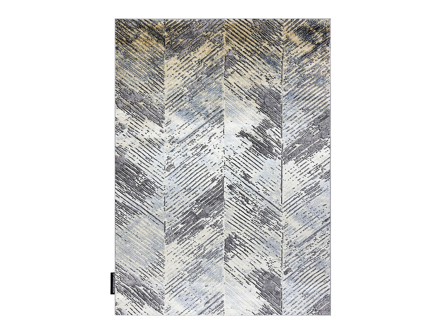 Tapis DE LUXE moderne 2087 Chevrons vintage - Structural or / gris 160x220 cm