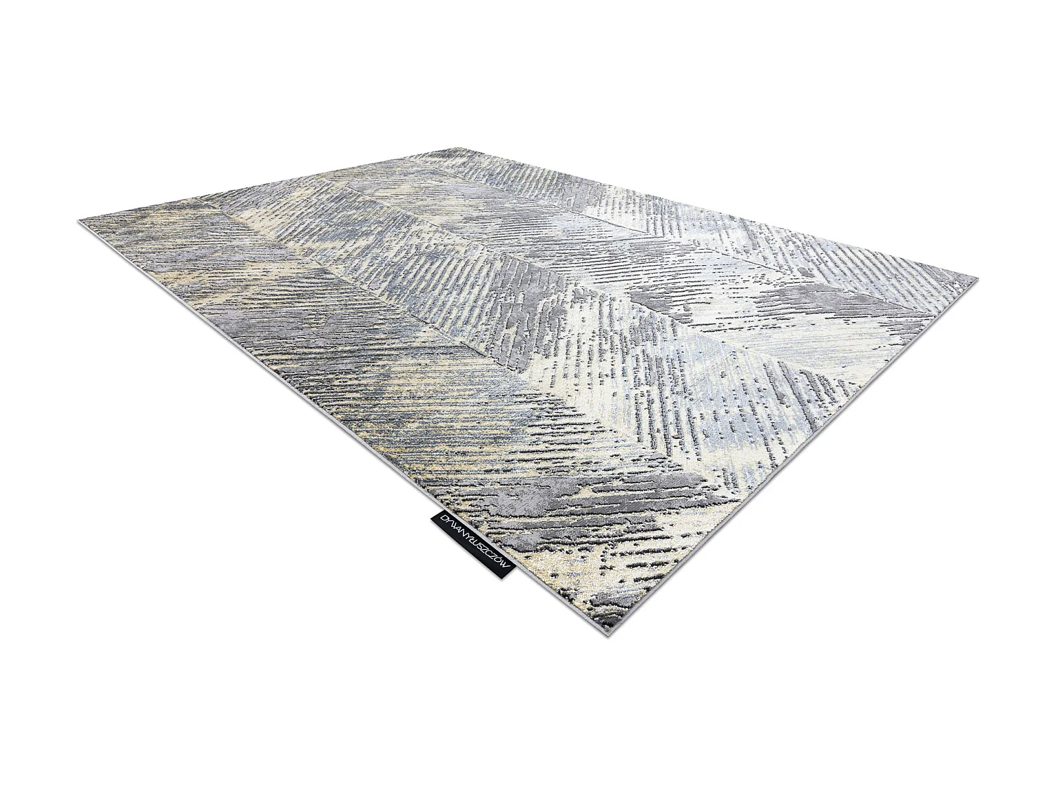 Tapis DE LUXE moderne 2087 Chevrons vintage - Structural or / gris 160x220 cm