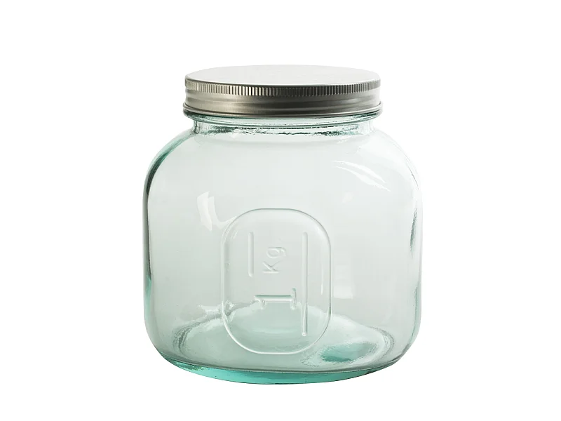Pot en verre recyclé 1 l avec couvercle vissable