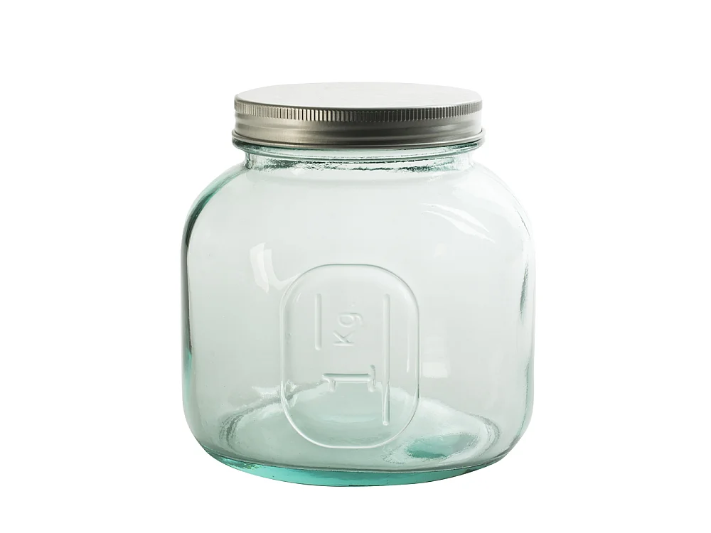 Pot en verre recyclé 1 l avec couvercle vissable