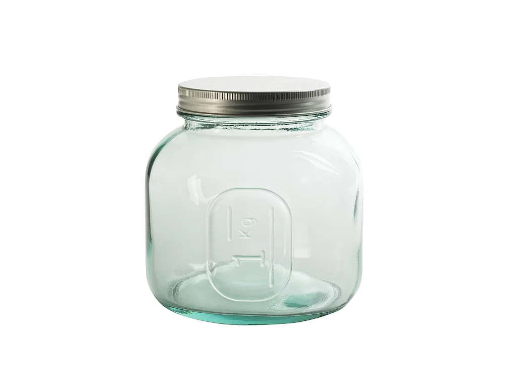 Pot en verre recyclé 1 l avec couvercle vissable