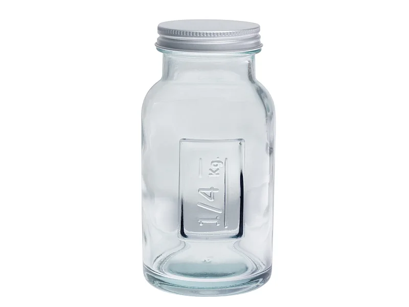 Pot en verre recyclé  0,25 l avec couvercle vissable
