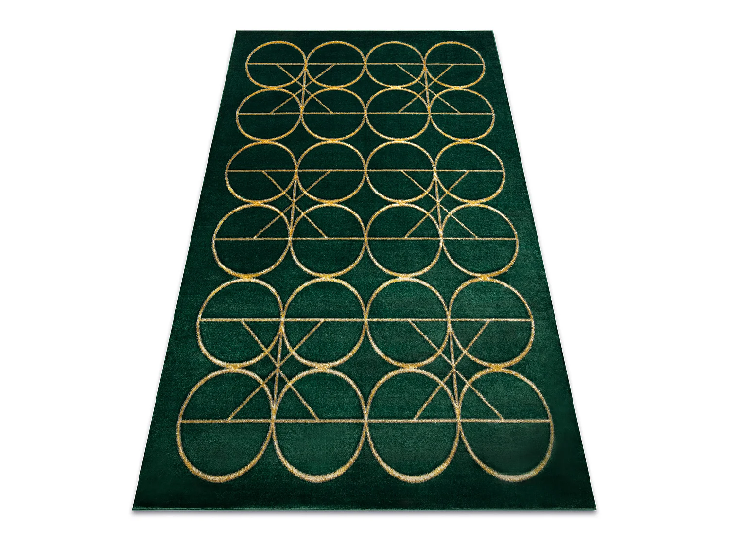Tapis EMERALD exclusif 1010 glamour, élégant cercles bouteille verte 160x220 cm