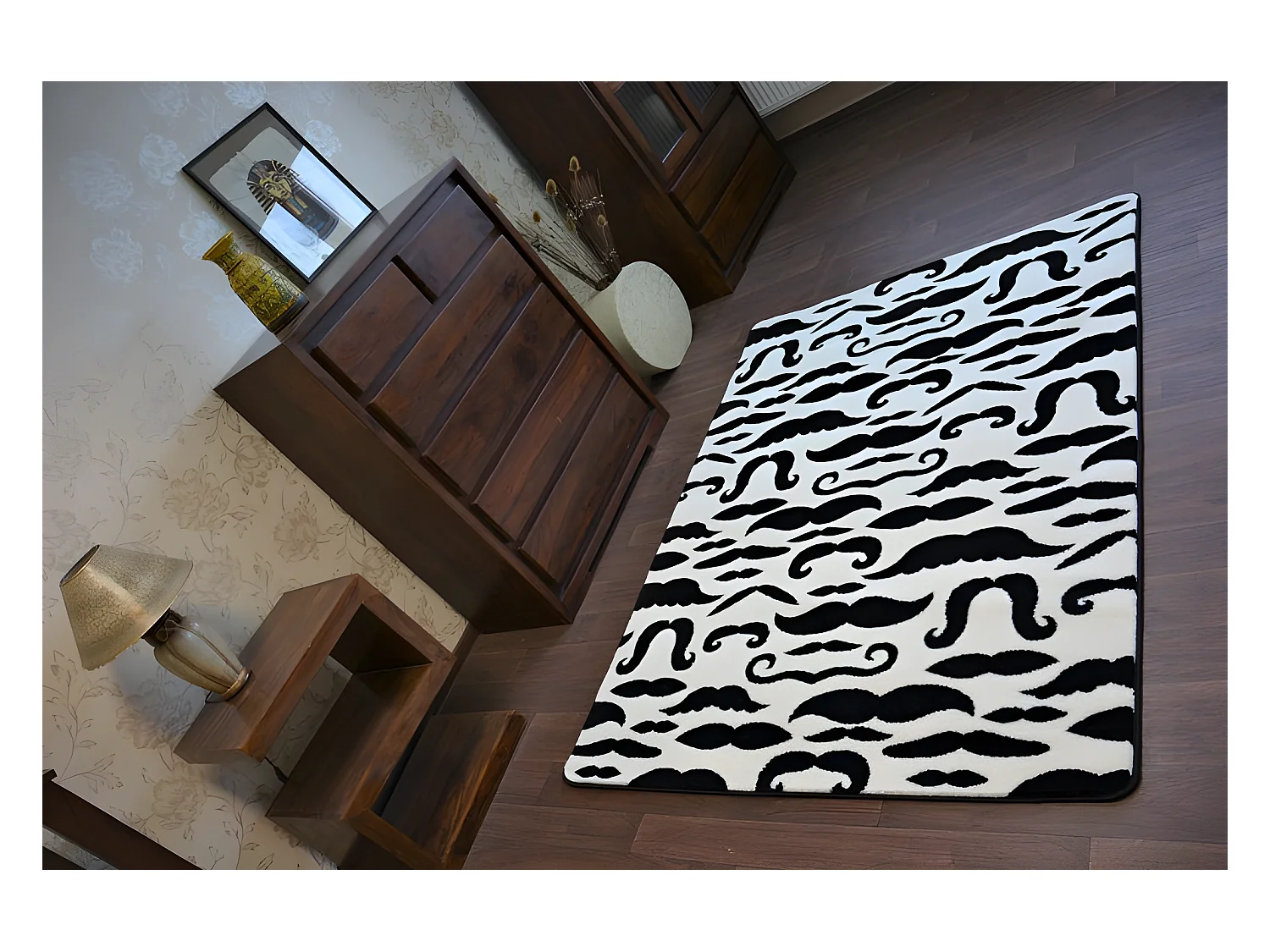 Tapijt SKETCH - FA67 room/zwart - Snor 160x220 cm