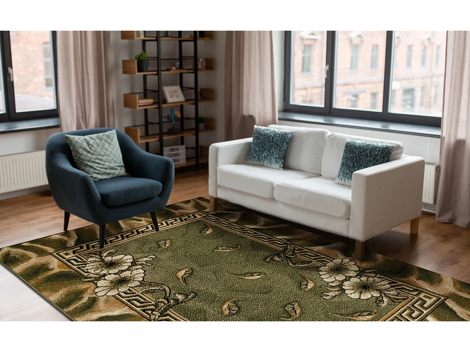 BCF Rug Morad TRIO fleurs, feuilles classique - vert 160x220 cm