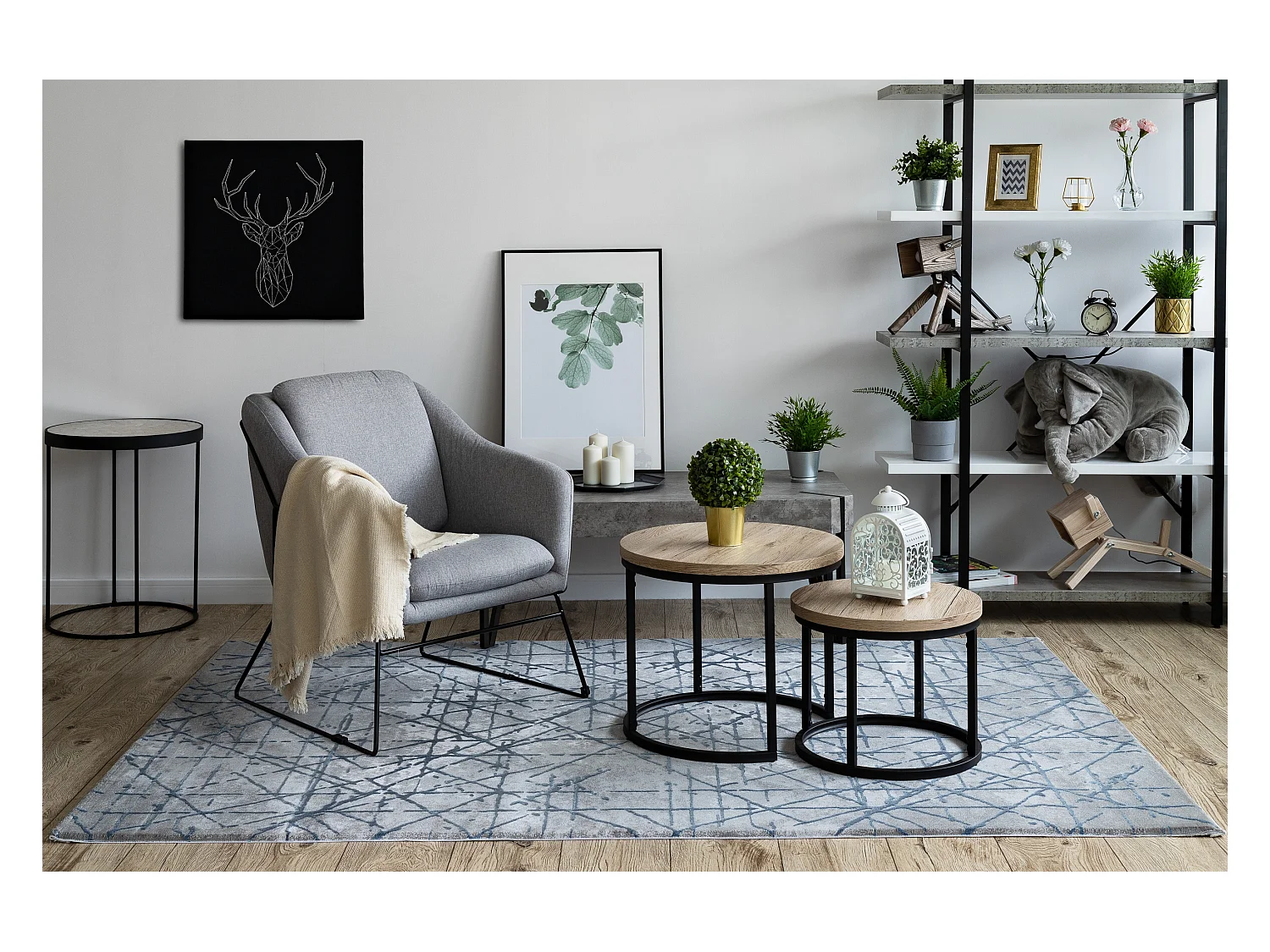 Tapis ACRYLIQUE VALENCIA 3949 INDUSTRIAL gris / bleu 160x235 cm