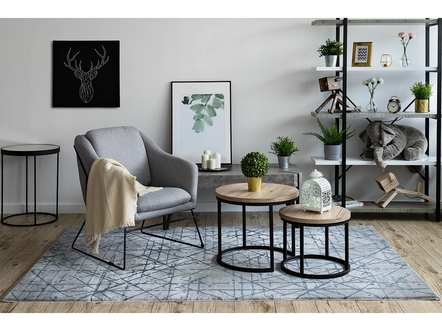 Tapis ACRYLIQUE VALENCIA 3949 INDUSTRIAL gris / bleu 160x235 cm