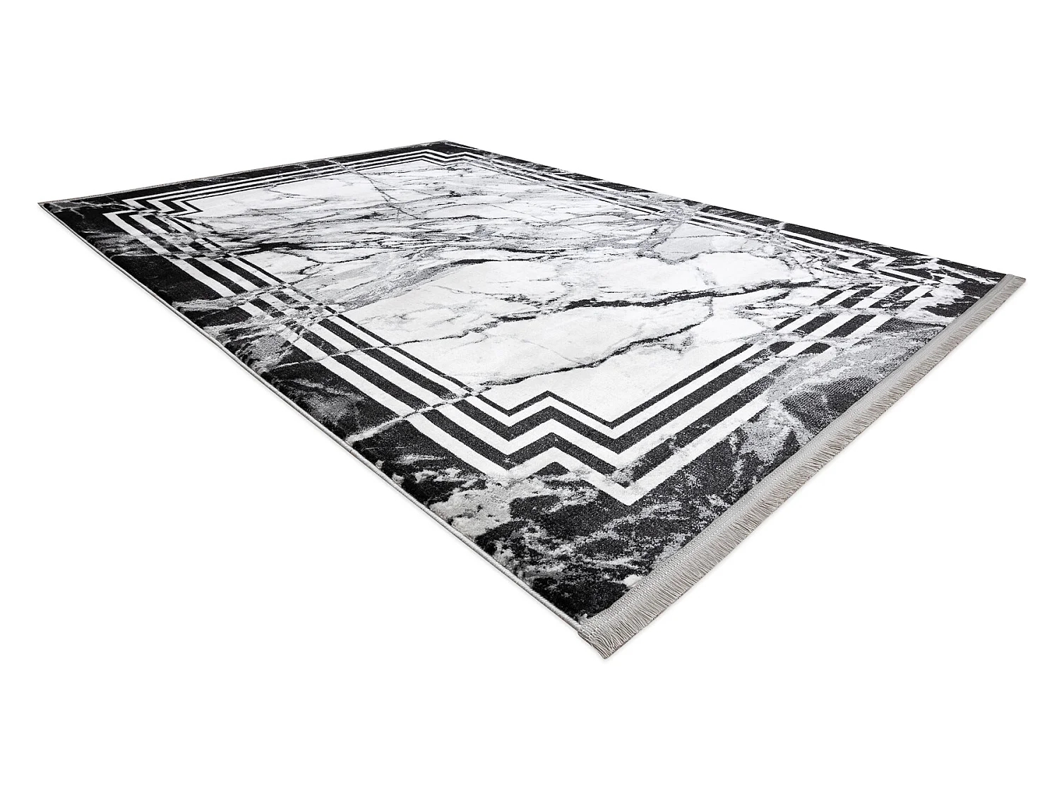 Tapis TULS structural, franges  51210 moderne, Marbre anthracite 160x220 cm
