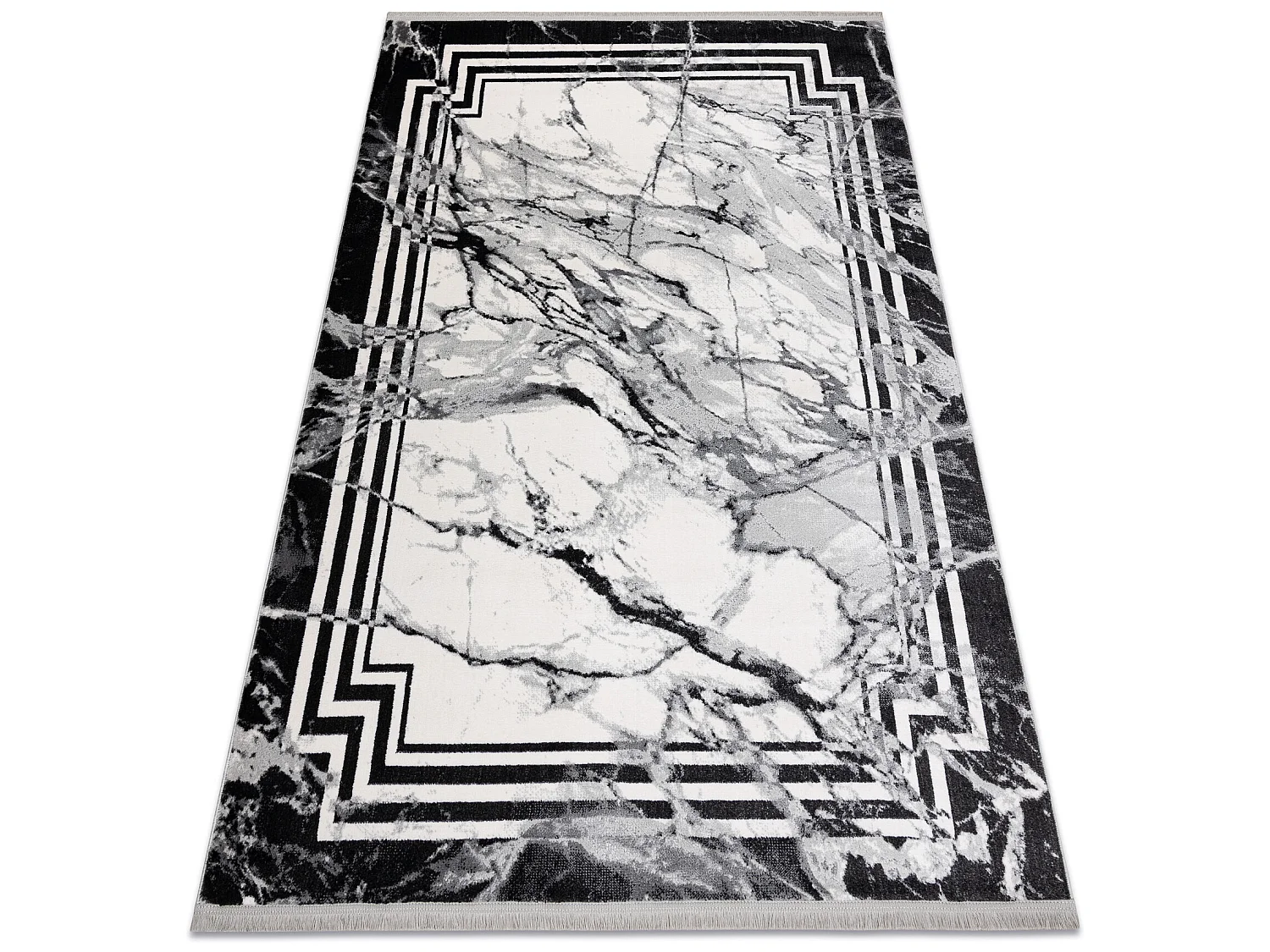 Tapete moderno TULS estrutural, franjas 51210 Mármore antracite 160x220 cm