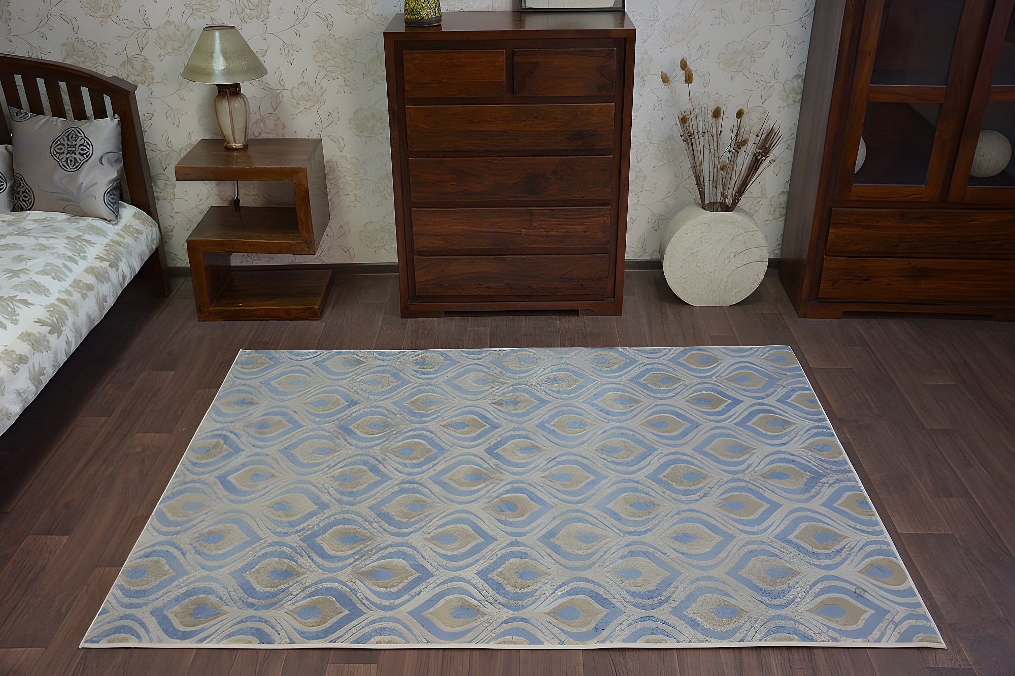 TEXTURA TRIANGLE - Tapis salon moderne motifs géométriques beige 120x170
