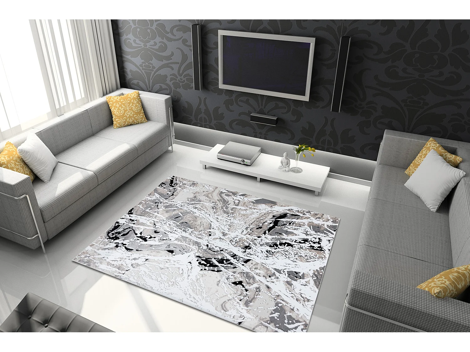 Tapijt GLOSS modern 8488 37 Abstractie stijlvol, glamour beige / grijs 280x370 cm