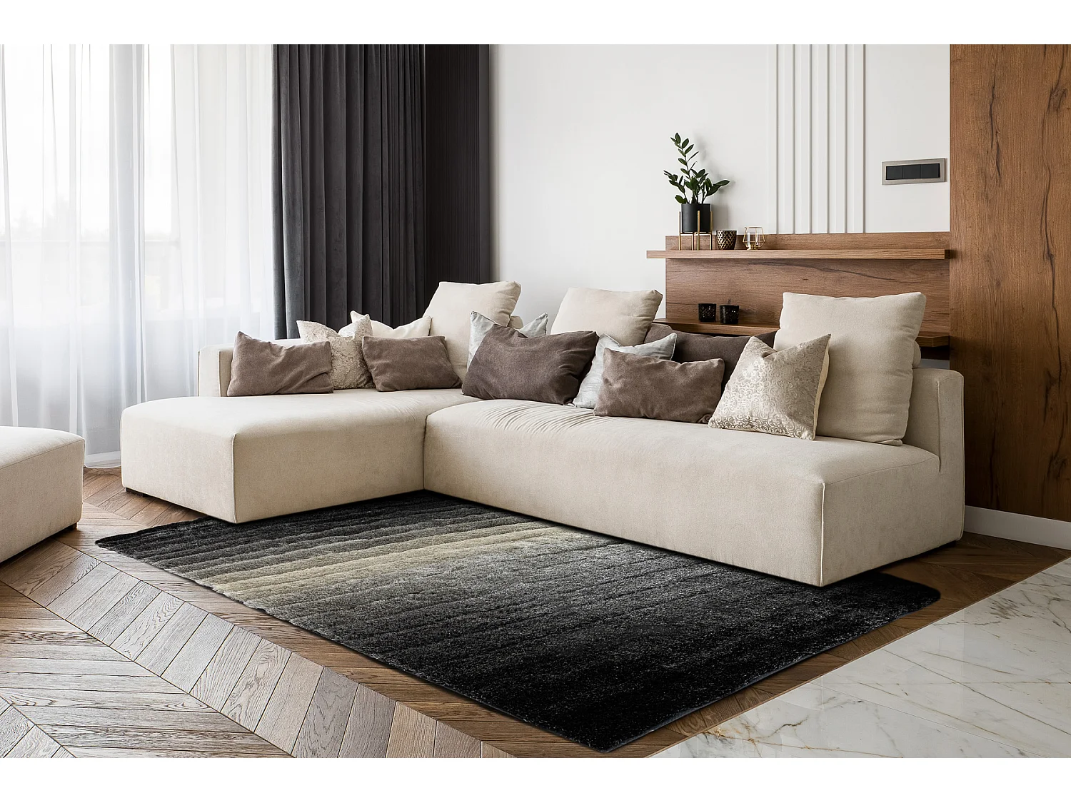 Tapijt shaggy FLIM 007-B6 modern, Strips - Structureel, grijs 160x220 cm