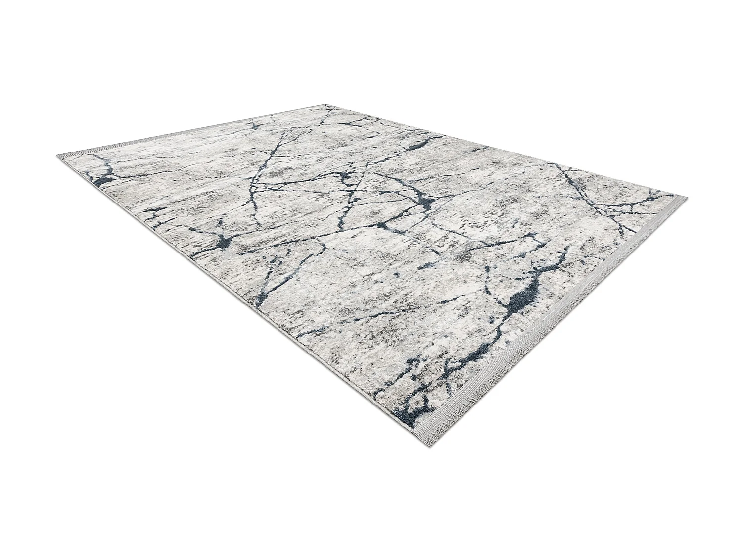 Modern Teppich TULS strukturell, Franse 51320 Marmor elfenbein / blau 160x220 cm