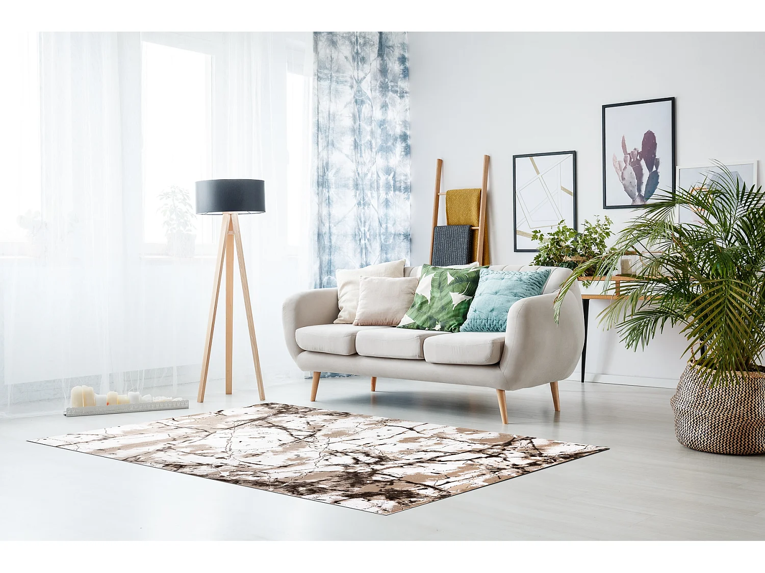 Tapis ACRYLIQUE VALENCIA 035 Marbre Ivoire / beige 240x350 cm