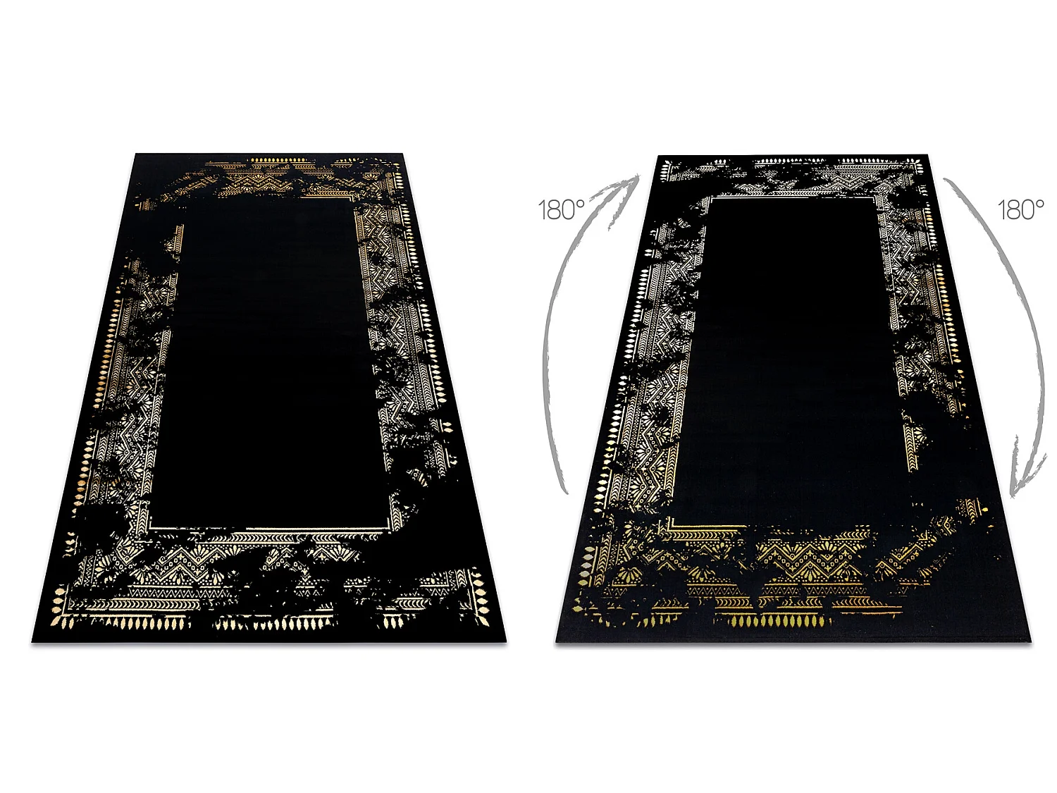Alfombra GLOSS moderno 408C 86 Marco elegante, glamour, art deco negro 280x370 cm