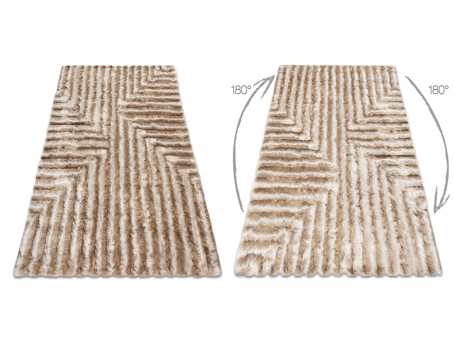 Tapis moderne FLIM 010-B1 shaggy, labyrinthe - Structural beige 120x160 cm