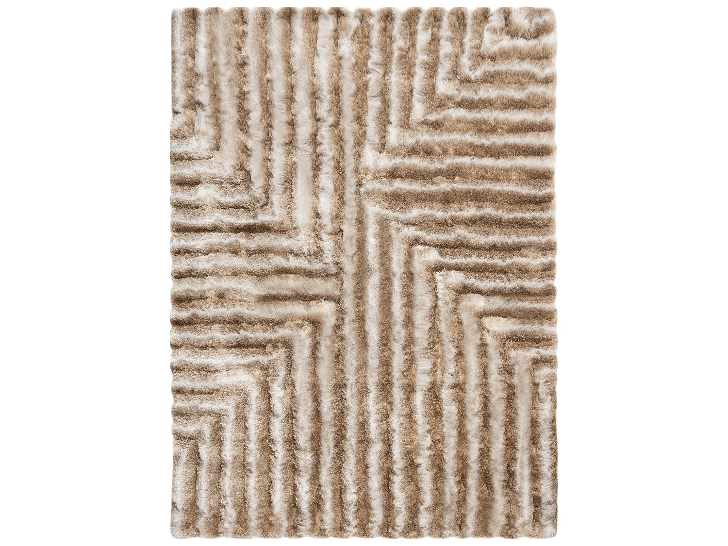 Tapis moderne FLIM 010-B1 shaggy, labyrinthe - Structural beige 120x160 cm