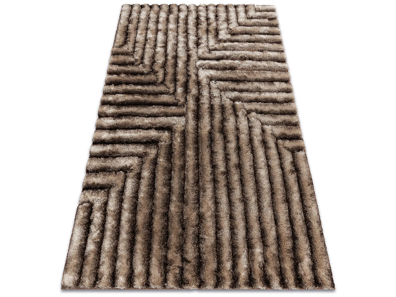Tapis moderne FLIM 010-B7 shaggy, labyrinthe - Structural marron 120x160 cm