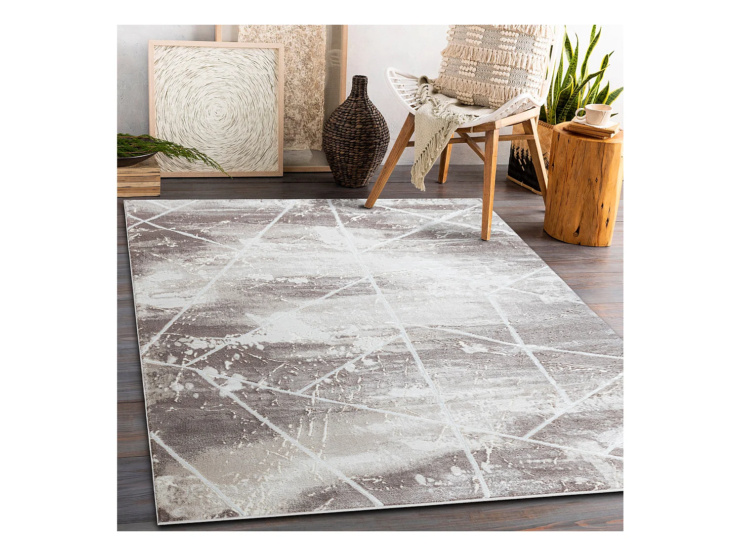 Tapijt CORE 1818 Geometrisch - structureel, twee lagen vlies, ivoor /  160x220 cm