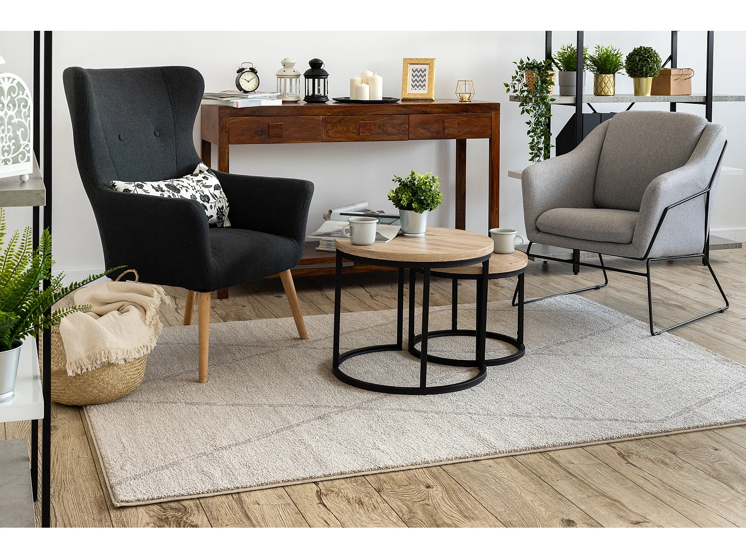 Tapijt SOFT 8033 RUIT , ETNO crème / helder , bruin 160x220 cm