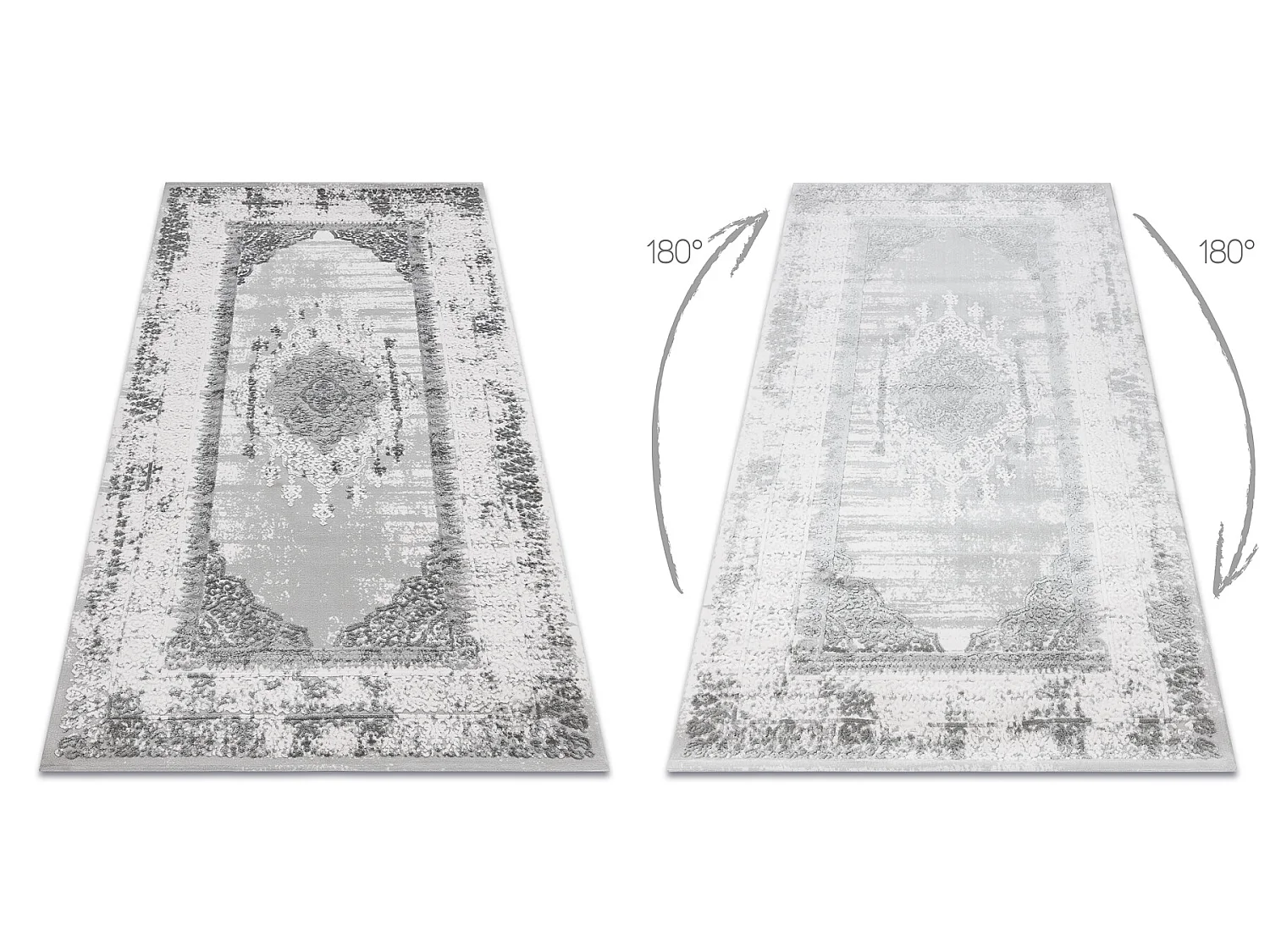 Alfombra acrílica VALS 8801 Marco Ornamento marfil / gris 80x100 cm