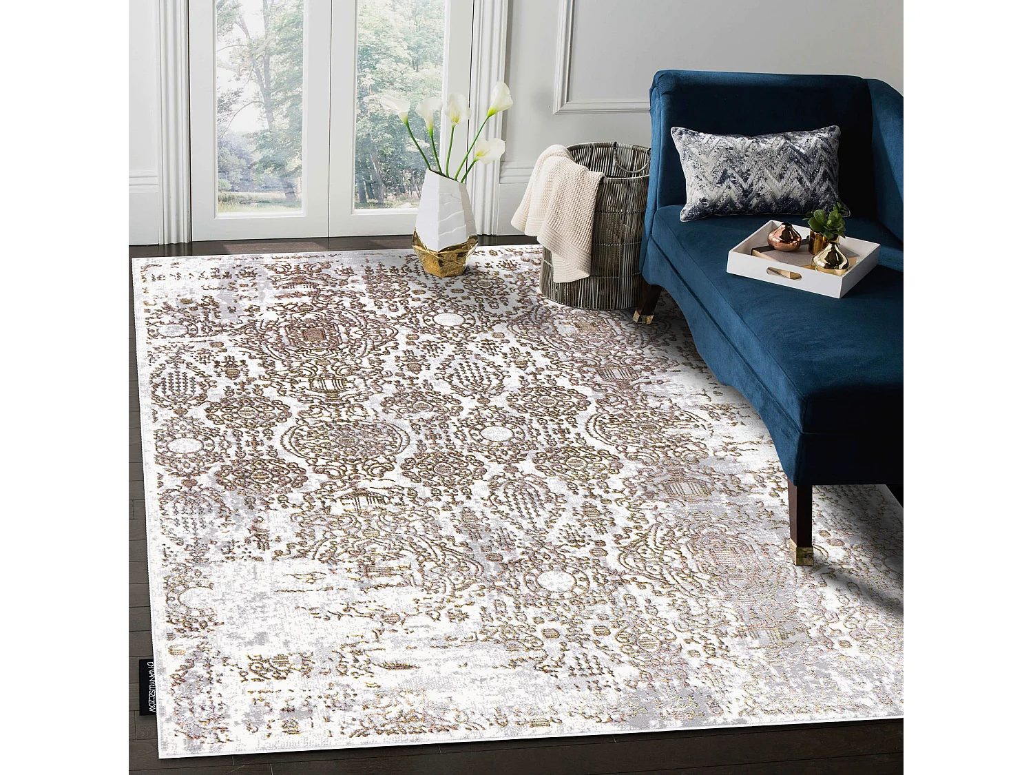 Tapis DE LUXE moderne 2081 Ornement vintage - Structural or / crème 160x220 cm