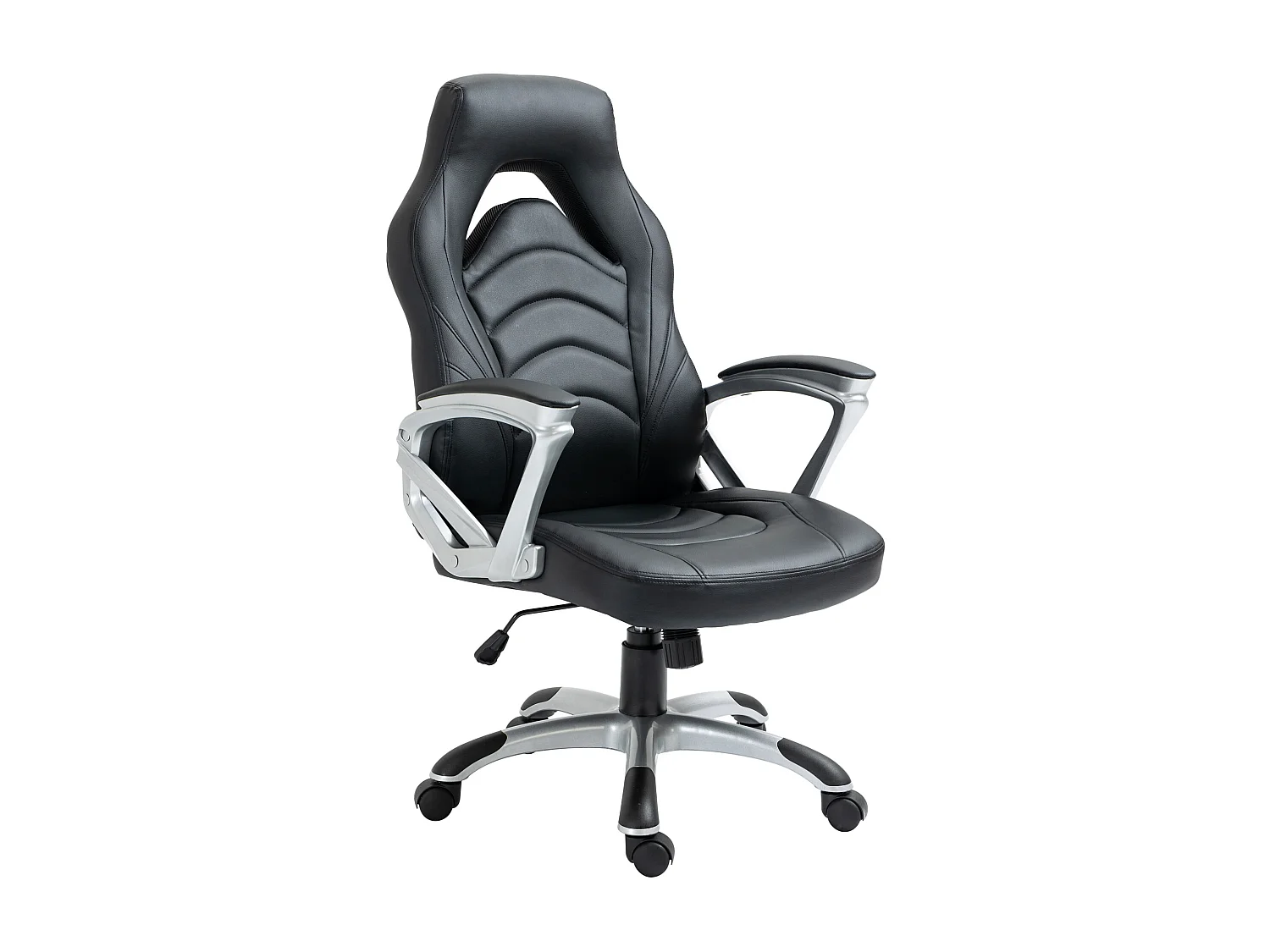 Chaise de bureau - Similicuir & Plastique - Noir / Noir - Foxton