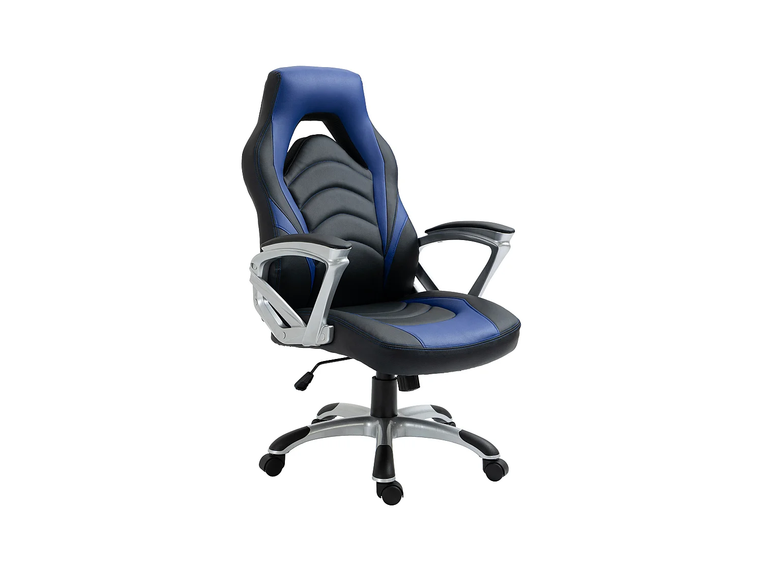 Chaise de bureau - Similicuir & Plastique - Noir / Bleu - Foxton
