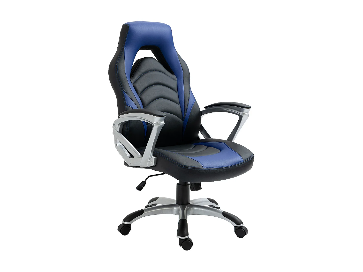 Chaise de bureau - Similicuir & Plastique - Noir / Bleu - Foxton