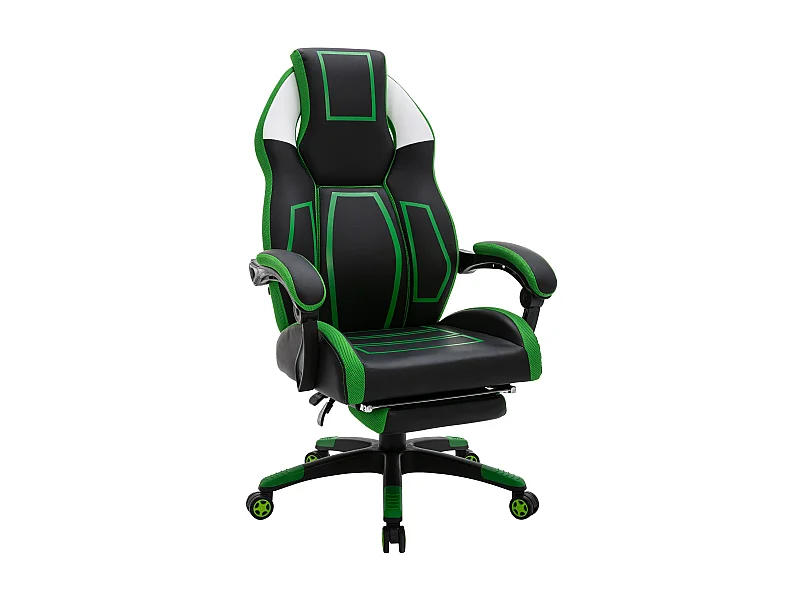 Chaise de bureau - Similicuir & Plastique - Noir / Vert - Clovis