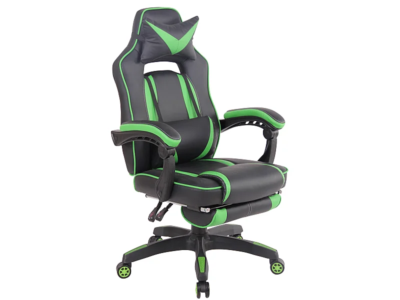 Chaise de bureau - Similicuir & Plastique - Noir / Vert - Heat