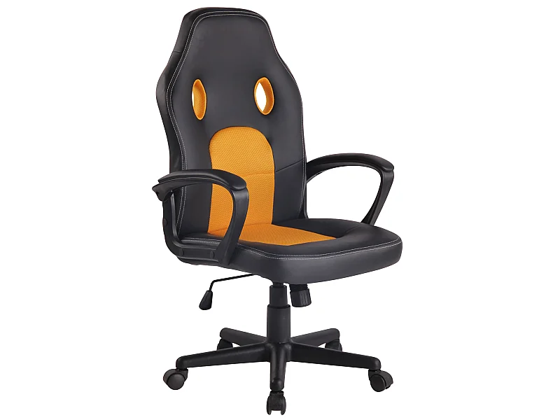 Chaise de bureau - Similicuir & Chrome - Noir / Jaune - Elbing