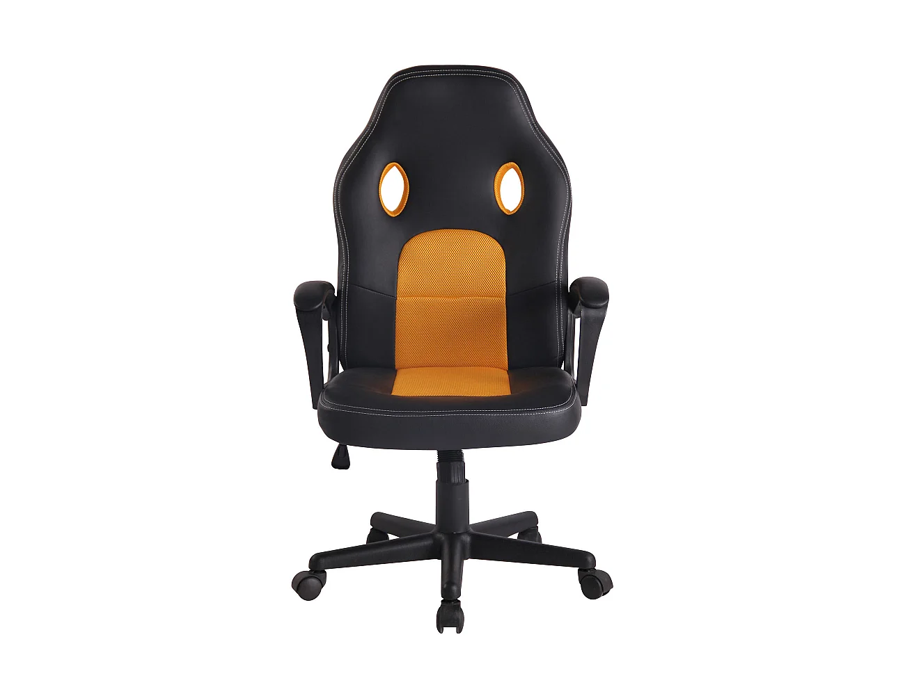 Chaise de bureau - Similicuir & Chrome - Noir / Jaune - Elbing